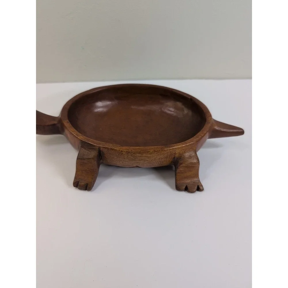 Vintage Wooden Turtle‎ Hand Carved Wood Trinket/Coin Box